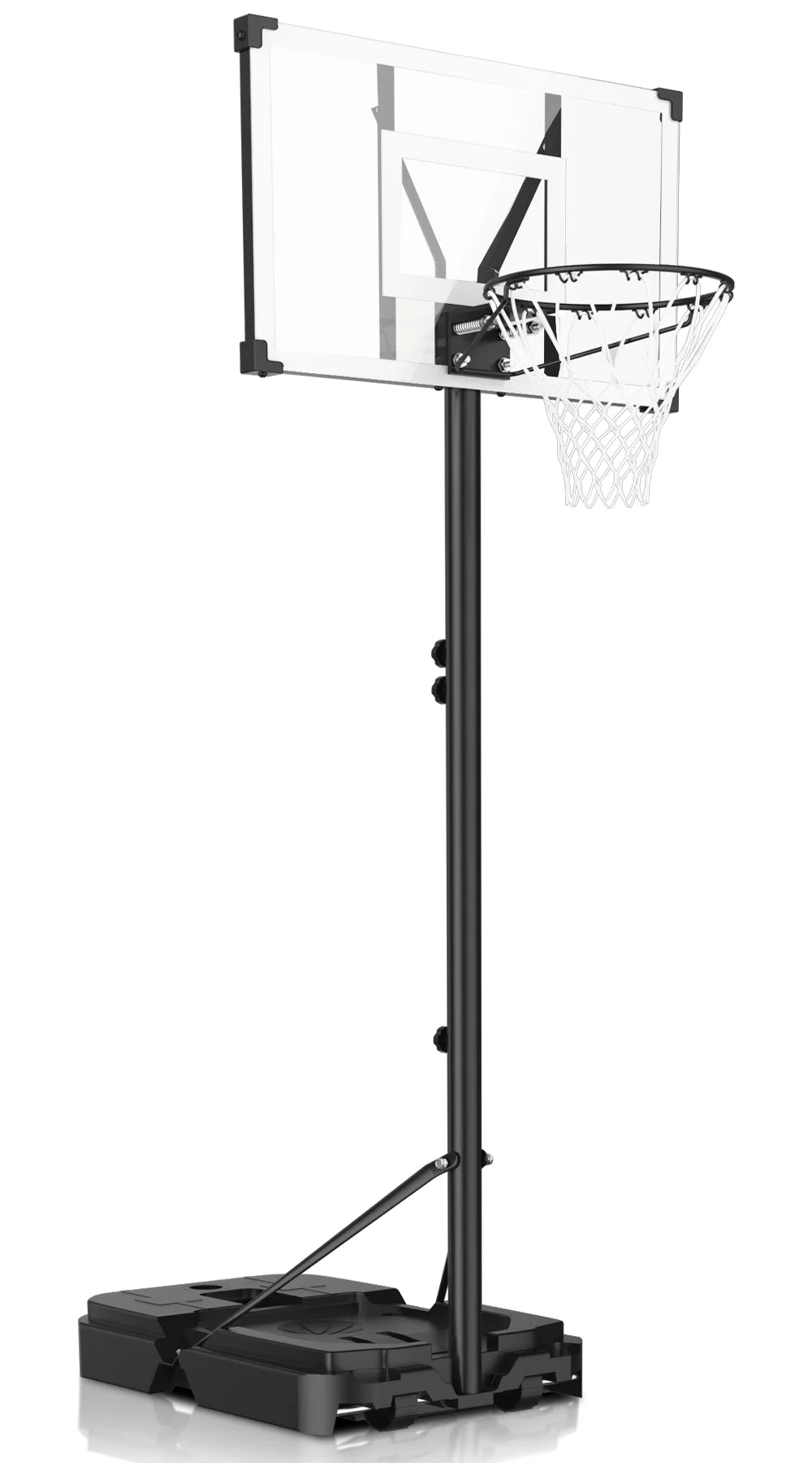 44" Portable Basketball Hoop System, 4.4-10 Ft Height Adjustable Basketball Goal System with Wheels and Shatterproof Backboard and Large Base for Adults Kids Outdoor Indoor Court