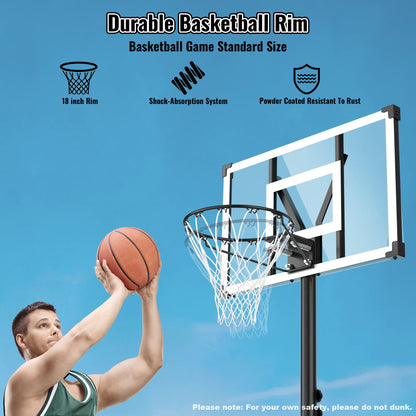 44" Portable Basketball Hoop System, 4.4-10 Ft Height Adjustable Basketball Goal System with Wheels and Shatterproof Backboard and Large Base for Adults Kids Outdoor Indoor Court