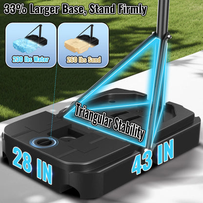 44" Portable Basketball Hoop System, 4.4-10 Ft Height Adjustable Basketball Goal System with Wheels and Shatterproof Backboard and Large Base for Adults Kids Outdoor Indoor Court