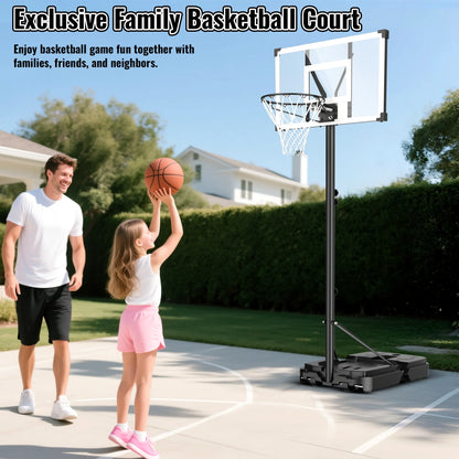44" Portable Basketball Hoop System, 4.4-10 Ft Height Adjustable Basketball Goal System with Wheels and Shatterproof Backboard and Large Base for Adults Kids Outdoor Indoor Court